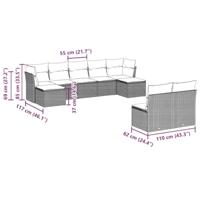 9-delige Loungeset met kussens poly rattan bruin - thumbnail