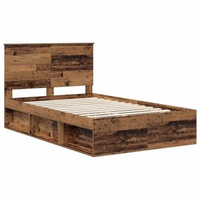 Bedframe met hoofdeinde Oudhout 120 x 190 cm Massief grenenhout
