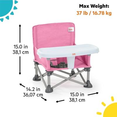 BRIGHT STARS Booster Seat, Groen, Opvouwbaar, Draagbaar, Reis, Lichtgewicht en Gemakkelijk Schoon te Maken, Draagtas Inbegrepen