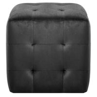 Poef 2 st 30x30x30 cm fluweel zwart - thumbnail