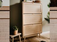 Schoenenkast BALO 3 deuren sonoma eik met rotan print - thumbnail