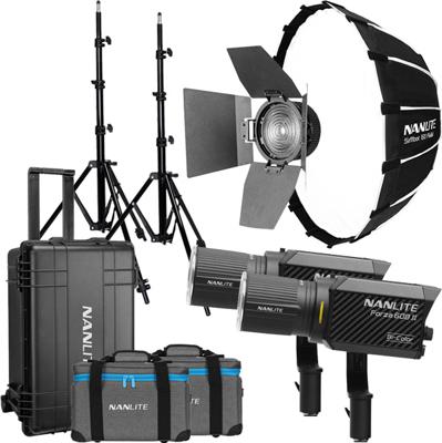 Nanlite Forza 60B II LED dual kit (w/ case, light stand, fresnel and softbox)