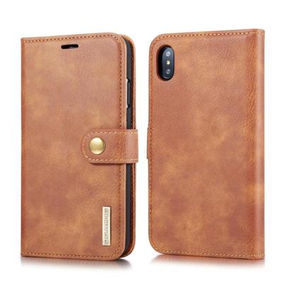 Dg. MING Crazy Horse textuur Flip afneembare magnetische lederen case voor de iPhone XS Max met houder & card slots & portemonnee (bruin)