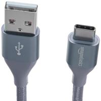 Amazon Basics Aansluitkabel, USB-C naar USB-A, USB 2.0 standaard, dubbel gevlochten nylon, 3 m, donkergrijs - thumbnail