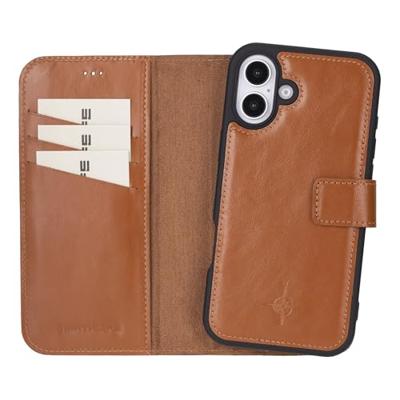 NorthLife iPhone 16 Plus - Leren Afneembare 2-in-1 bookcase telefoonhoes - Cognac NorthLife iPhone 16 Plus - Leren Afneembare 2-in-1 bookcase telefoonhoes - Cognac