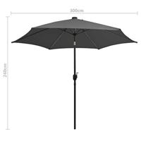 VidaXL Parasol met led-verlichting en aluminium paal 300 cm antraciet - thumbnail