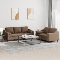 3-delige Loungeset met kussens stof bruin - thumbnail