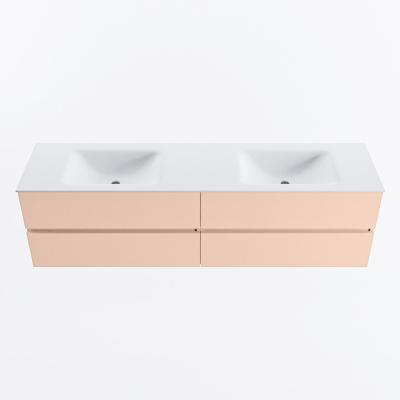 MONDIAZ VICA 180cm badmeubel onderkast Rosee 4 lades. Wastafel CLOUD dubbel 2 kraangaten, kleur Talc.