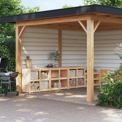 Keukenkasten voor buiten MEPPEL 3 st massief grenenhout