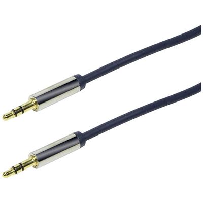 LogiLink CA10030 Jackplug Audio Aansluitkabel 0.30 m Donkerblauw (mat) Vergulde steekcontacten
