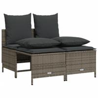 5-delige Loungeset met kussens poly rattan grijs - thumbnail