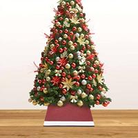 VidaXL Kerstboomrok 48x48x25 cm rood en wit - thumbnail