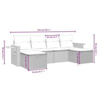 5-delige Loungeset met kussens poly rattan zwart - thumbnail