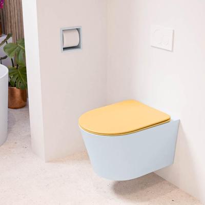 MONDIAZ LAVIE hangend toilet single fire rimless diepspoel Clay, Toiletzitting met quick-release & softclose Ocher