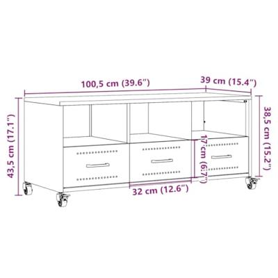 Tv-meubel 100,5x39x43,5 cm koudgewalst staal olijfgroen