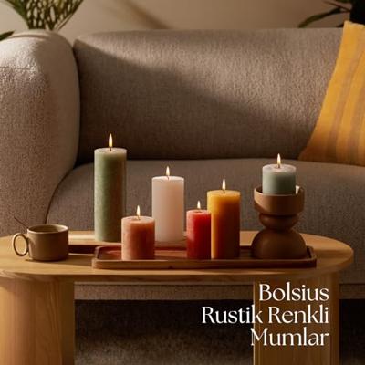 Bolsius stompkaars rustiek shine 6.8x8cm delicate red