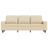 Driezitsbank met voetenbank 180 cm stof crèmekleurig - thumbnail