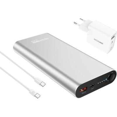 RealPower REALPOWER PB-20000 PD Pro Powerbank 20000 mAh USB PD Zilver Statusweergave RealPower REALPOWER PB-20000 PD Pro Powerbank 20000 mAh USB PD Zilver Statusweergave