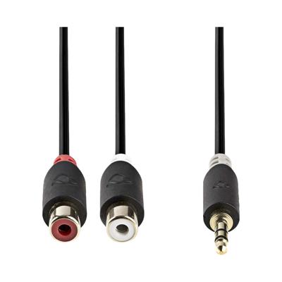 Nedis Stereo-Audiokabel | 3,5 mm Male | 2x RCA Female | 0.2 m | 1 stuks - CABW22250AT02 CABW22250AT02