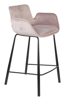 Zuiver Barstoel 'Brit' Velvet, kleur Roze (zithoogte 68cm)