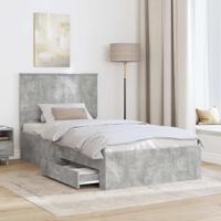Bedframe met hoofdeinde Beton Grijs 100 x 200 cm Bewerkt hout - thumbnail