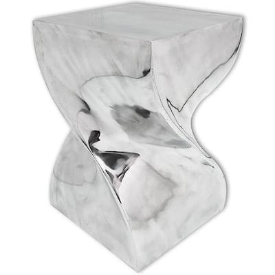 Kruk/bijzettafel in gedraaide vorm zilver aluminium Kruk/bijzettafel in gedraaide vorm zilver aluminium