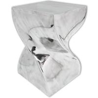 Kruk/bijzettafel in gedraaide vorm zilver aluminium - thumbnail