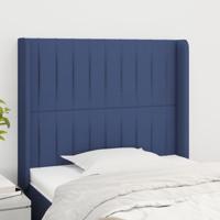 Hoofdbord met randen 93x16x118/128 cm stof blauw - thumbnail