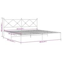 Bedframe met hoofdbord metaal zwart 193x203 cm - thumbnail
