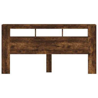Hoofdeinde met LED 200x18,5x103,5 cm bewerkt hout gerookt eiken