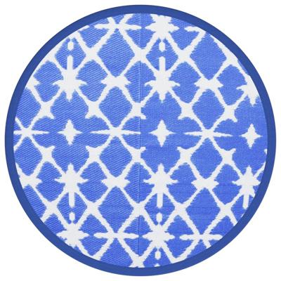 VidaXL Buitenkleed arakil ø160 cm polypropeen blauw en wit VidaXL Buitenkleed arakil ø160 cm polypropeen blauw en wit