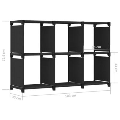 VidaXL Kast met 6 vakken 103x30x72,5 cm stof zwart VidaXL Kast met 6 vakken 103x30x72,5 cm stof zwart