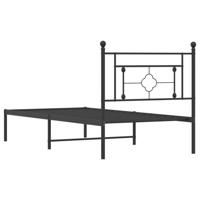 Bedframe met hoofdbord metaal zwart 107x203 cm - thumbnail