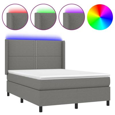 Boxspring met matras en LED stof donkergrijs 140x190 cm