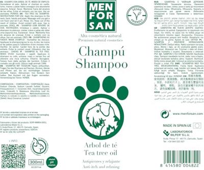 Dierenshampoo Menforsan Tea tree 300 ml Karamel
