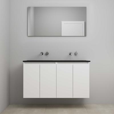 On-Line Badkamermeubelset - 120 cm - Voorgemonteerd - Greeploze Ladestructuur - Acryl Wastafel - zonder Kraangat - Spiegel - Mat Wit - V01