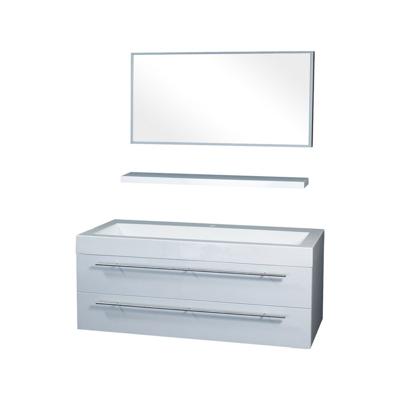 Differnz Force badkamermeubel 125cm 1 kraangat wit met spiegel en planchet Differnz Force badkamermeubel 125cm 1 kraangat wit met spiegel en planchet