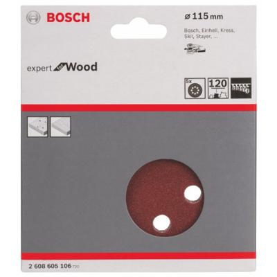 Bosch Accessories Best for Wood 2608605106 Excenterschuurpapier Met klittenband, Geperforeerd Korrelgrootte (num) 120 (Ø) 115 mm 5 stuk(s)