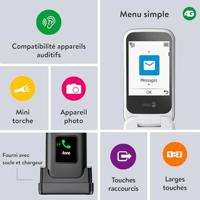 Doro 2880 - Eenvoudige Senioren Klaptelefoon Met Extern Display - 4G - Zwart/Wit - thumbnail