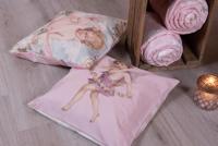 Clayre & Eef Kussenhoes 45x45 cm Roze Wit Polyester Engel - thumbnail