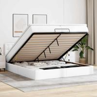 Ottoman bed met matrassen 200x200cm kunstleer wit - thumbnail