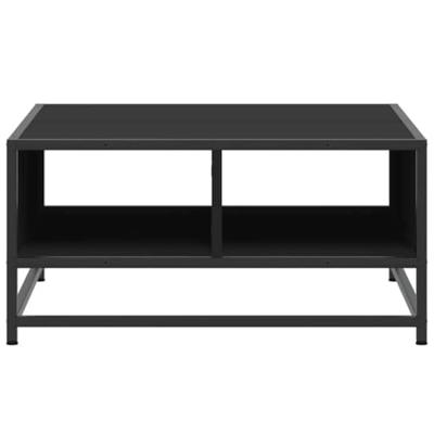 Salontafel 60,5x60,5x30 cm bewerkt hout en metaal zwart Salontafel 60,5x60,5x30 cm bewerkt hout en metaal zwart