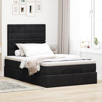 Ottoman bed met matrassen en LED's 140x190cm fluweel zwart - thumbnail