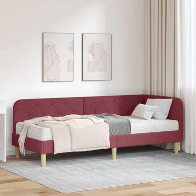 Hoekbedframe met matras Wijnrood 80 x 200 cm Stof