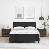 Boxspringbed met Matras in Zwart, 160 x 200 cm, Kunstleer - thumbnail