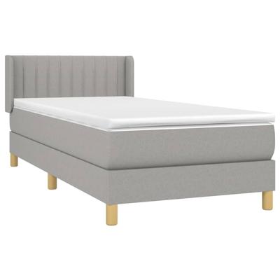Boxspring met matras stof lichtgrijs 140x200 cm - thumbnail