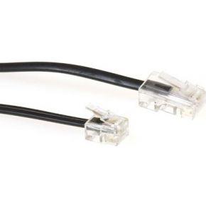 ACT TD5308 Zwarte Platte Telefoonkabel | RJ11 en RJ45 connectoren | Zwart | 3 meter