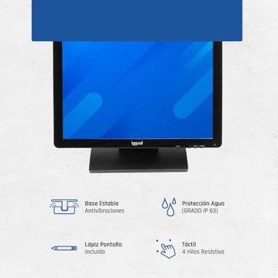 iggual - 19 inch LCD-monitor - Touchscreen MTL15C - Vesa 75 x 75 - Compatibel met Windows en MS-Back - Gewicht 6 kg - Kleur Zwart