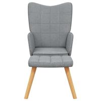 Relaxstoel met voetenbank stof lichtgrijs - thumbnail