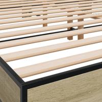 Bedframe bewerkt hout metaal sonoma eikenkleurig 200x200 cm - thumbnail